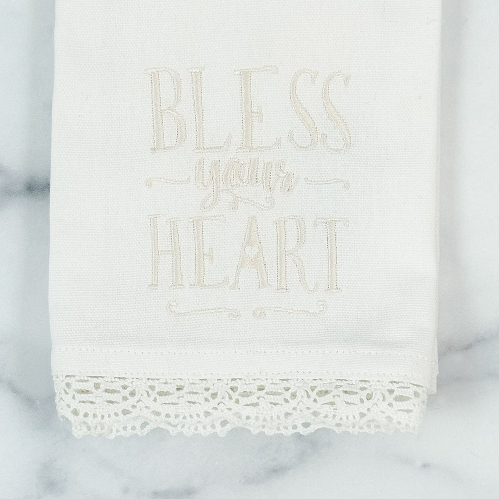 Bless Your Heart white hand towel