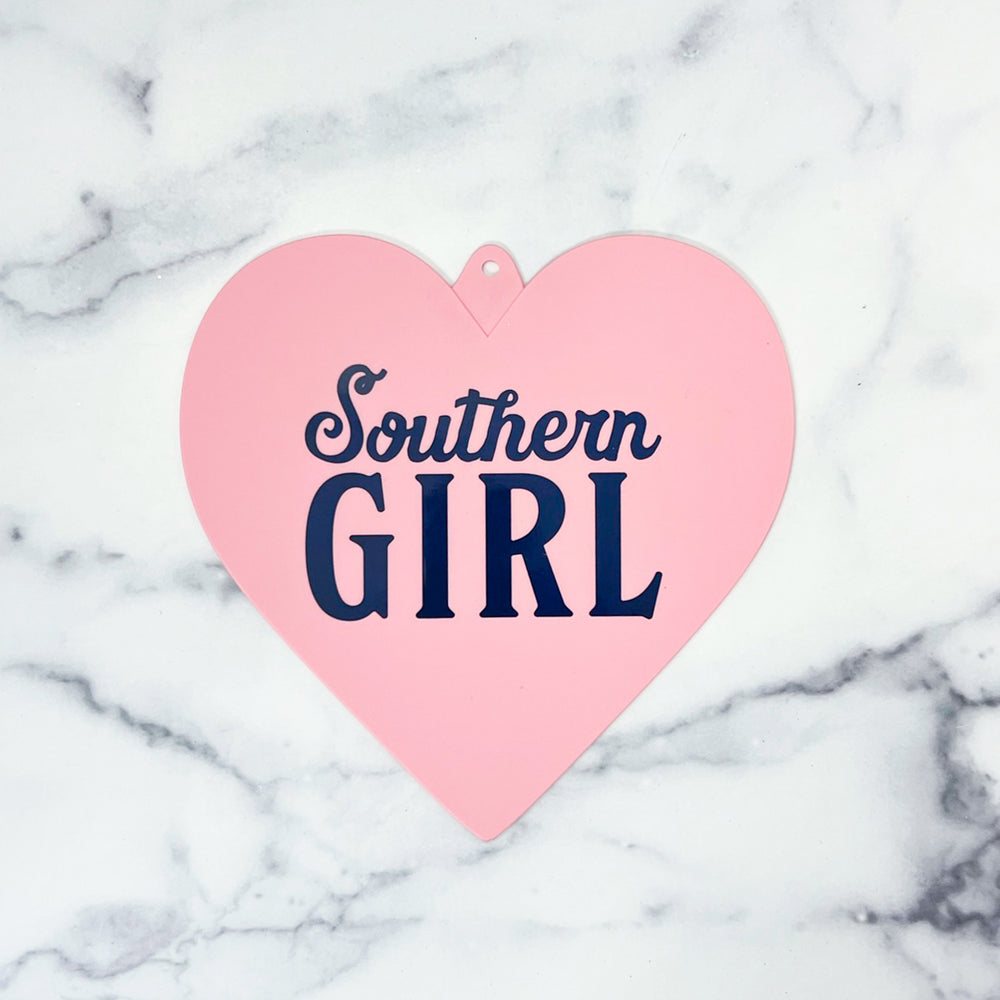 Southern Girl Pink Heart shaped trivet