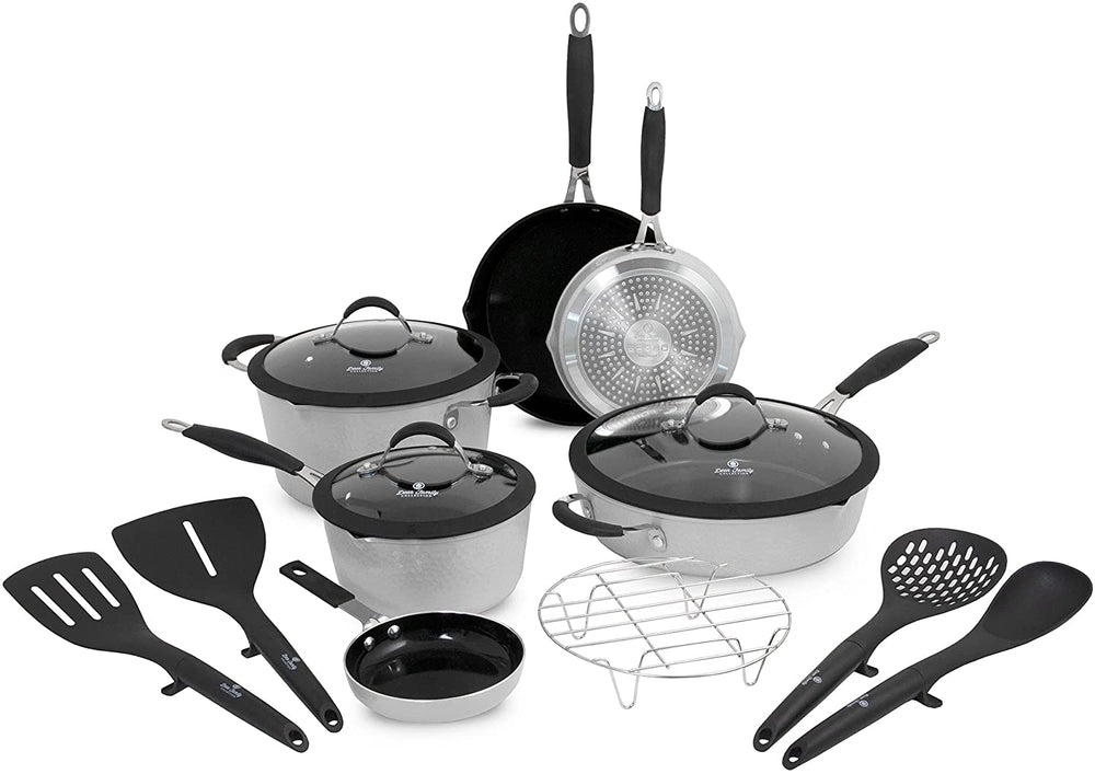 Paula Deen Family's New Hammered Aluminum Forged Silver 14pc Cookware Set