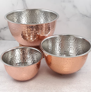 Hammered Stainless Steel Bowl set, 3pc