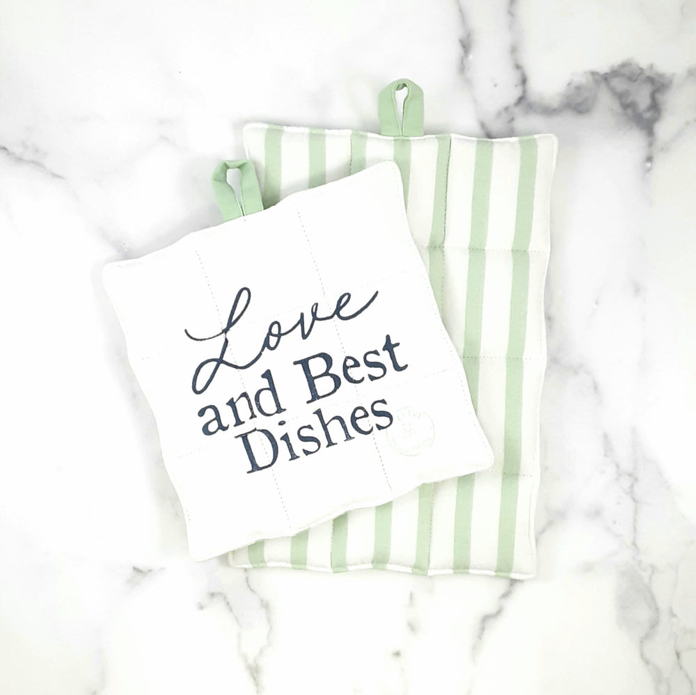 Love and Best Dishes Pot Holder Set