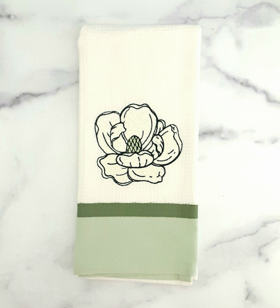 Magnolia Embroidered Waffle Towel