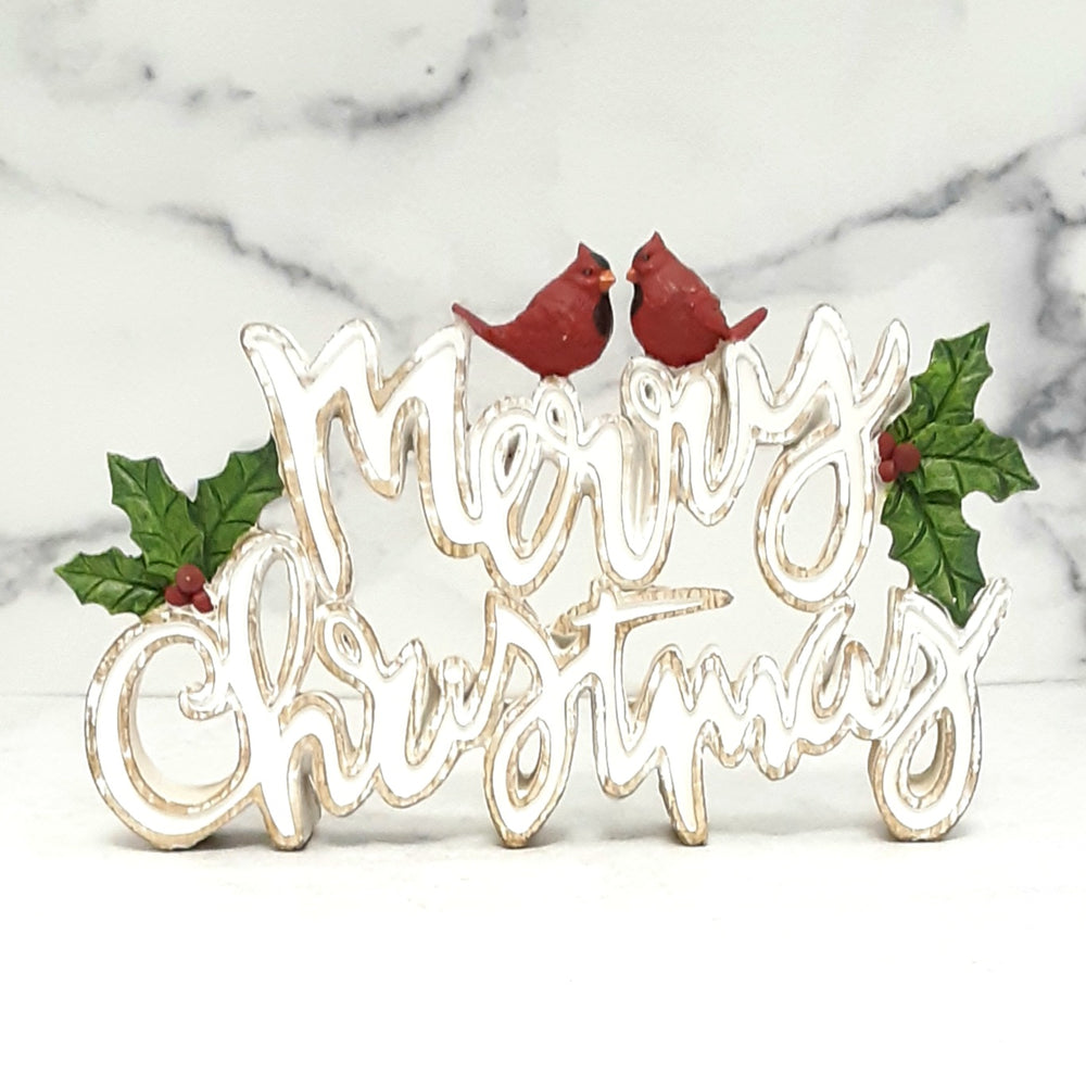 Merry Christmas Wall / Table Top Sign with Cardinals