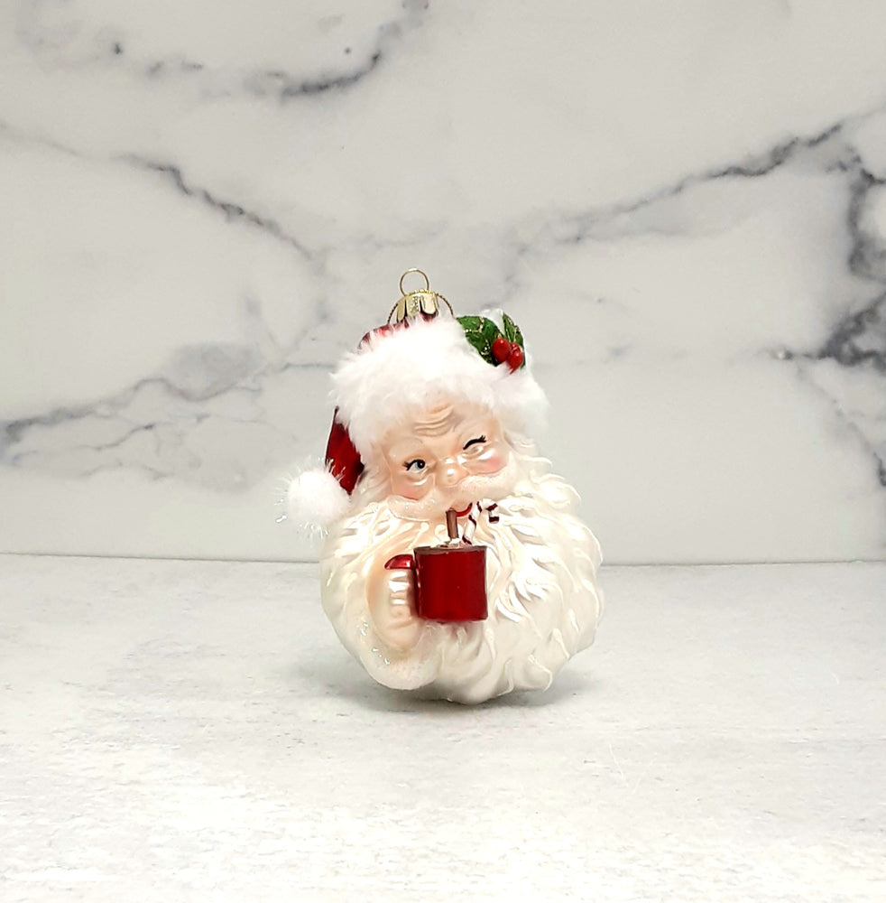 Santa Drinking Cocoa Ornament