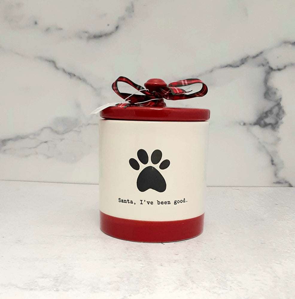 Christmas Pet Treat Jar Ceramic