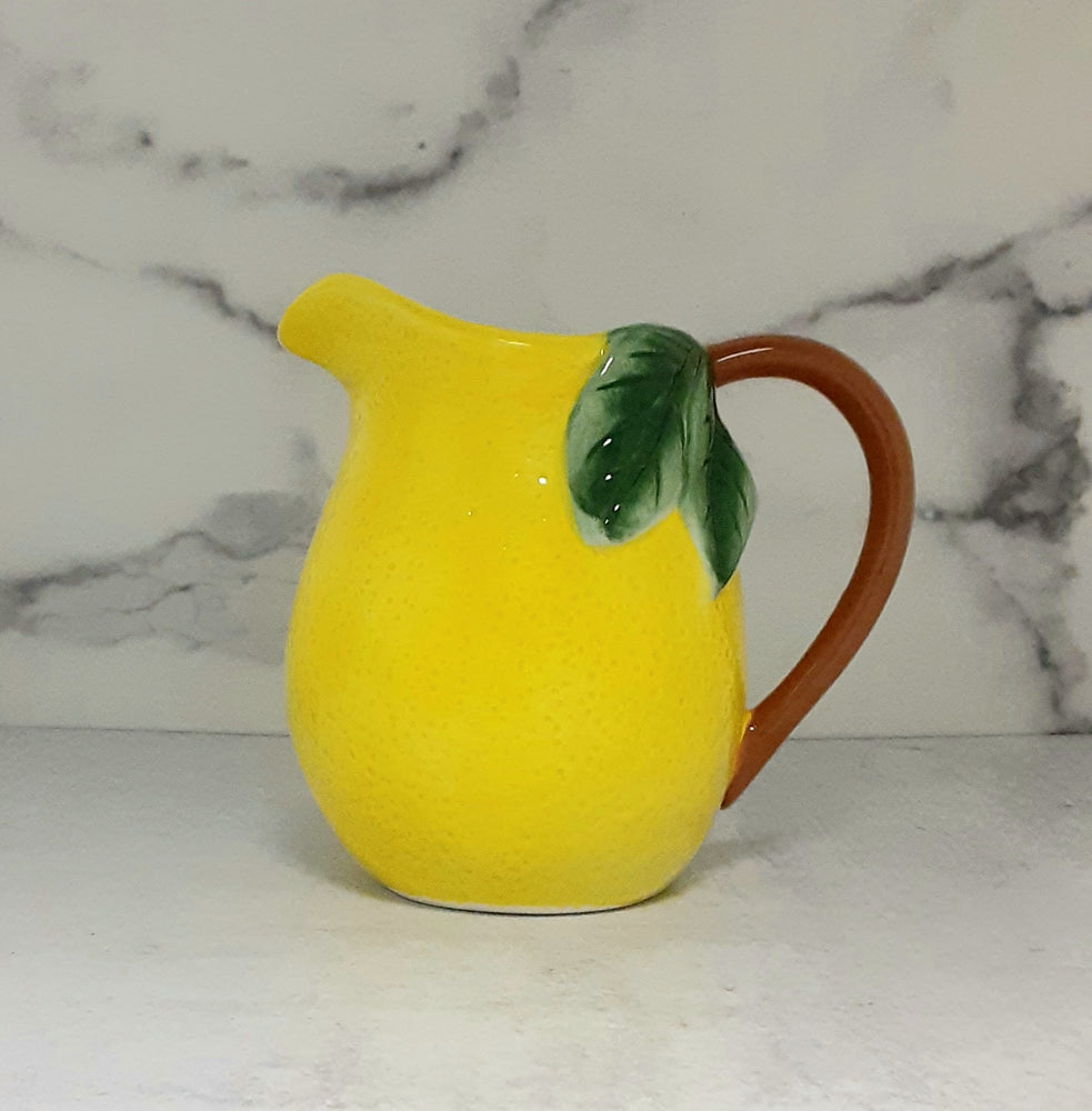 Lemon Shaped Ceramic Water Pitcher, 45oz