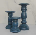 Blue Candle Holders, set of 3