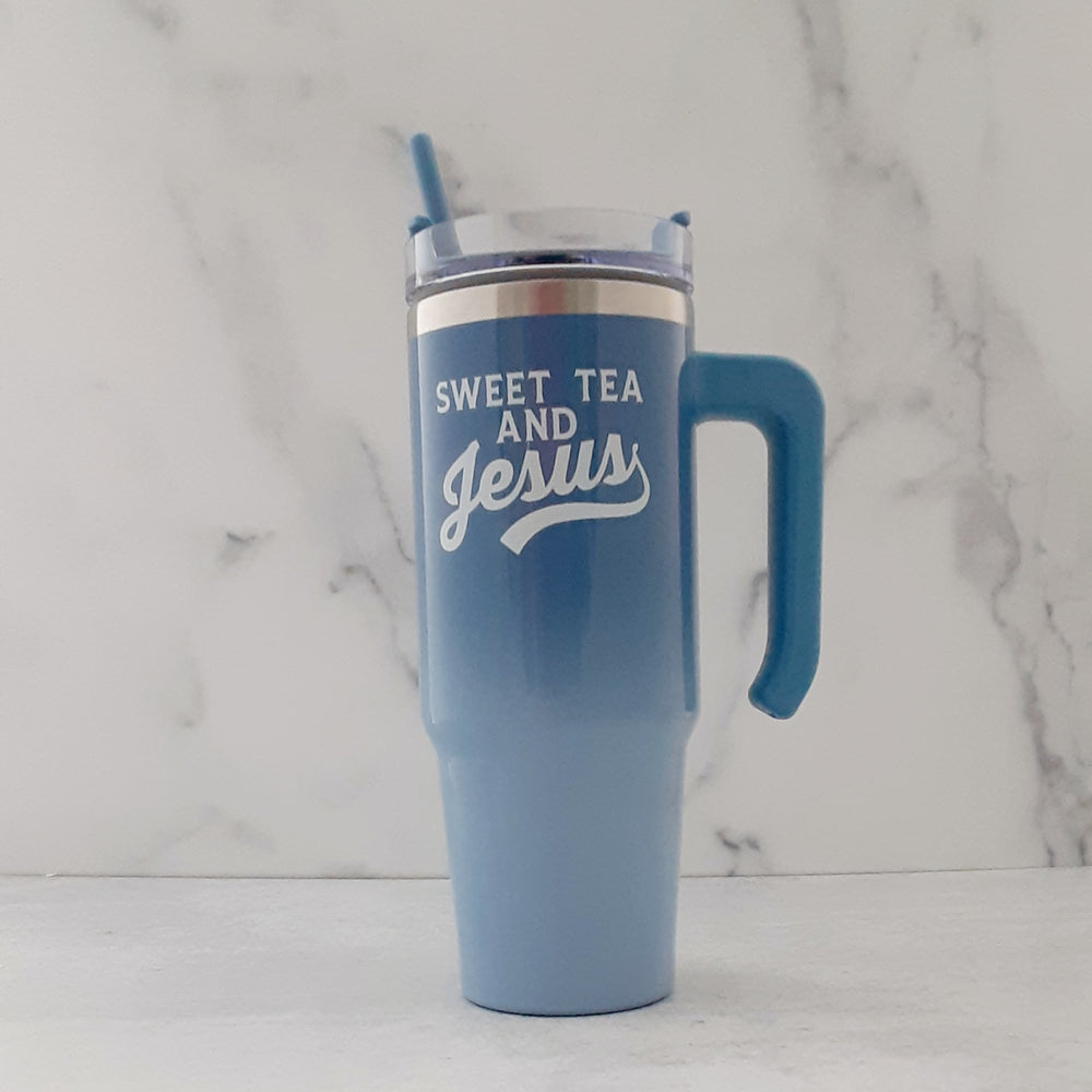 Tumbler Sweet Tea & Jesus with Handle