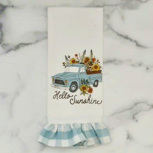 Hello Sunshine Towel with Gingham Ruffle