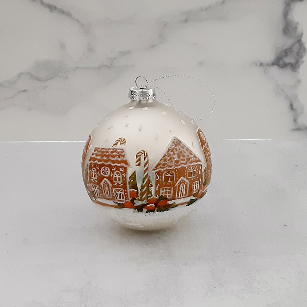 Gingerbread House Glass Ball Ornament 5"