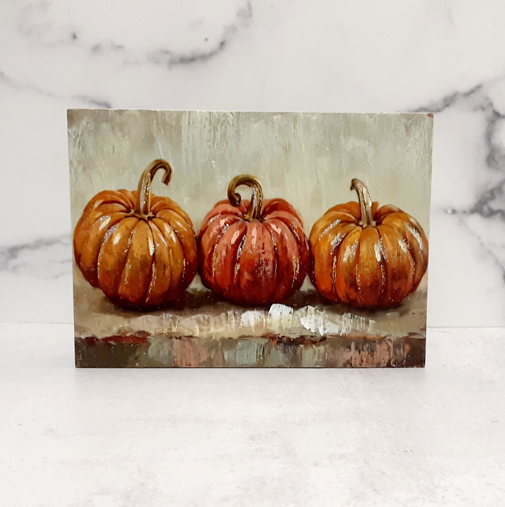 Block Print Pumpkin Trio Asstd