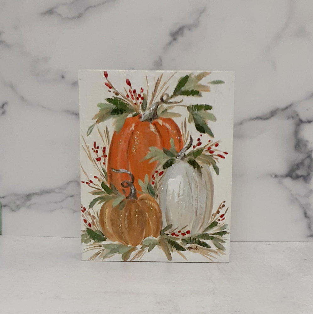 Block Art Harvest Pumpkin Patch 10"