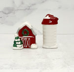 Salt & Pepper Set Country Christmas Barn Ceramic