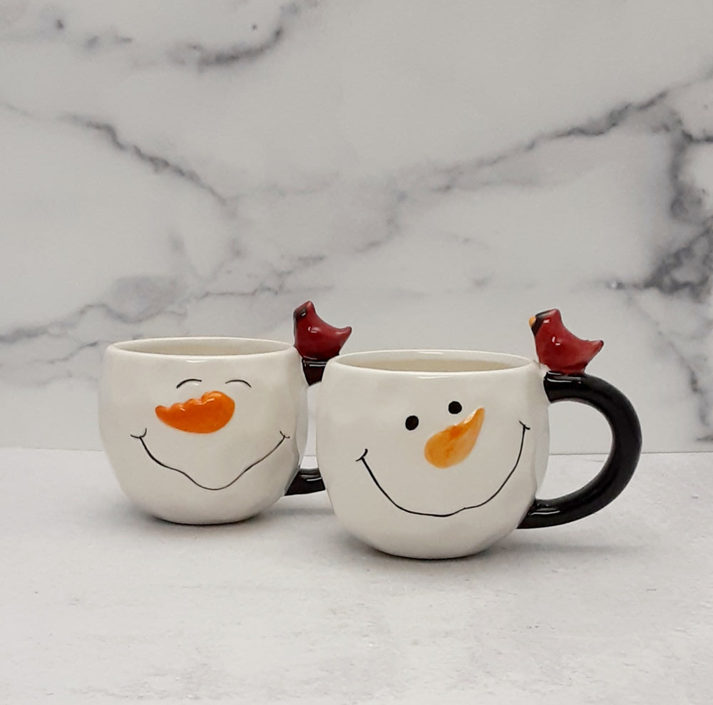 Snowman Mug w/Cardinal Ceramic Asstd