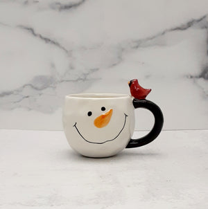 Snowman Mug w/Cardinal Ceramic Asstd