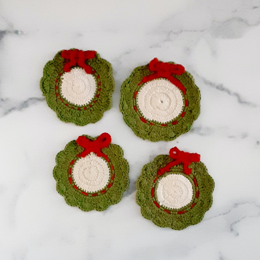 Coasters Crocheted Wreath S/4