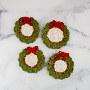 Coasters Crocheted Wreath S/4