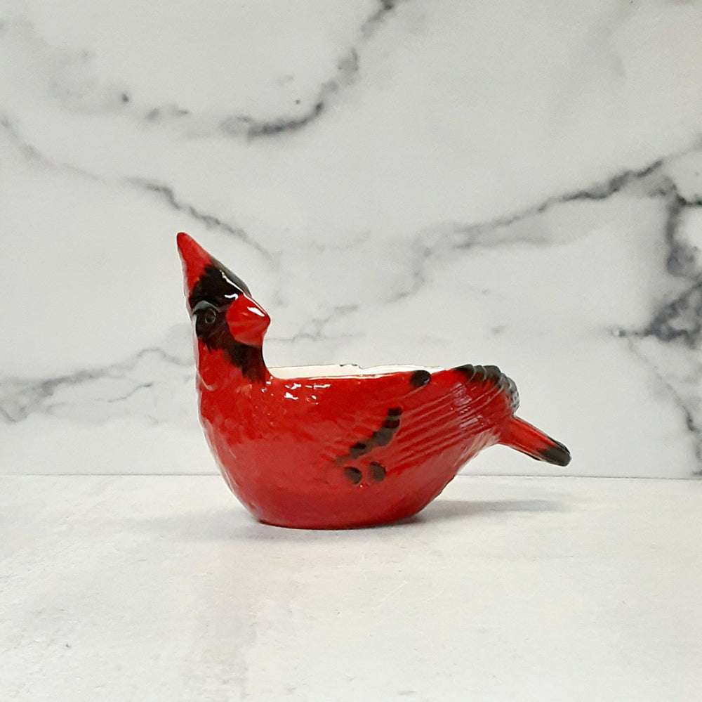 Cardinal Shaped Bowl Stoneware Red/Blk