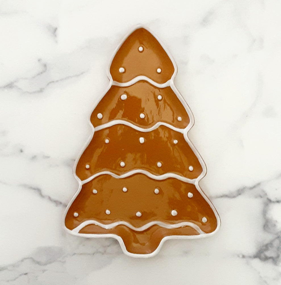 Gingerbread Tree Shaped Platter Ceramic