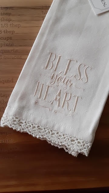 Bless Your Heart white hand towel