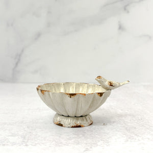 
            
                Load image into Gallery viewer, Bowl w/Bird Decorative Pewter WHITE
            
        