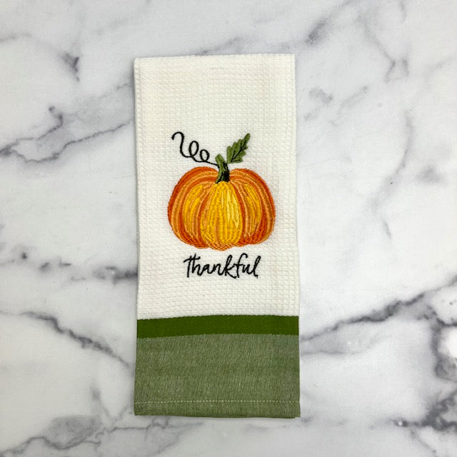 Towel Thankful Pumpkin Embroidery