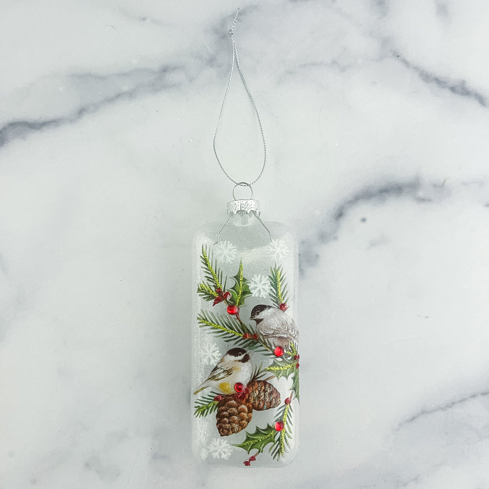 Glass Ornament Cardinal or Chickadee