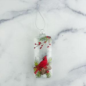 Glass Ornament Cardinal or Chickadee