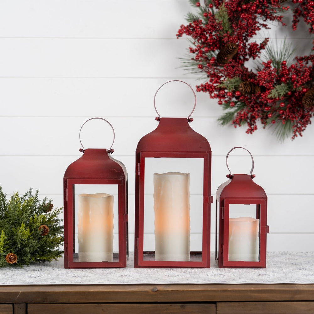 Americana Lantern Red S/3 10"/12.75"/16"