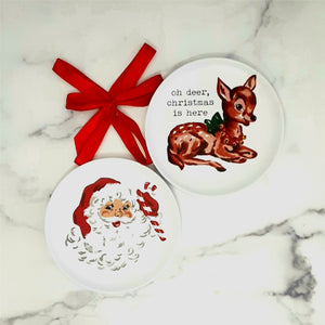 Vintage Christmas Melamine Plate Set