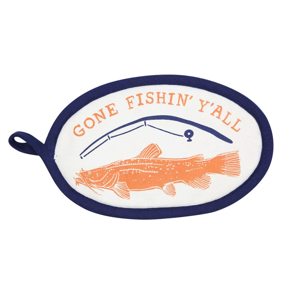 Gone Fishin Y'all Oval Potholder