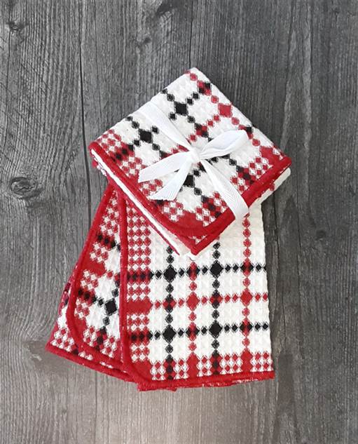 Dish Cloth Red and Black 2pc set