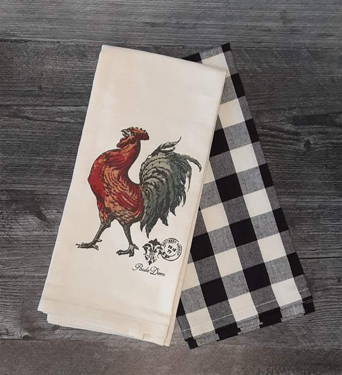 Rooster and Gingham 2pc Towel Set