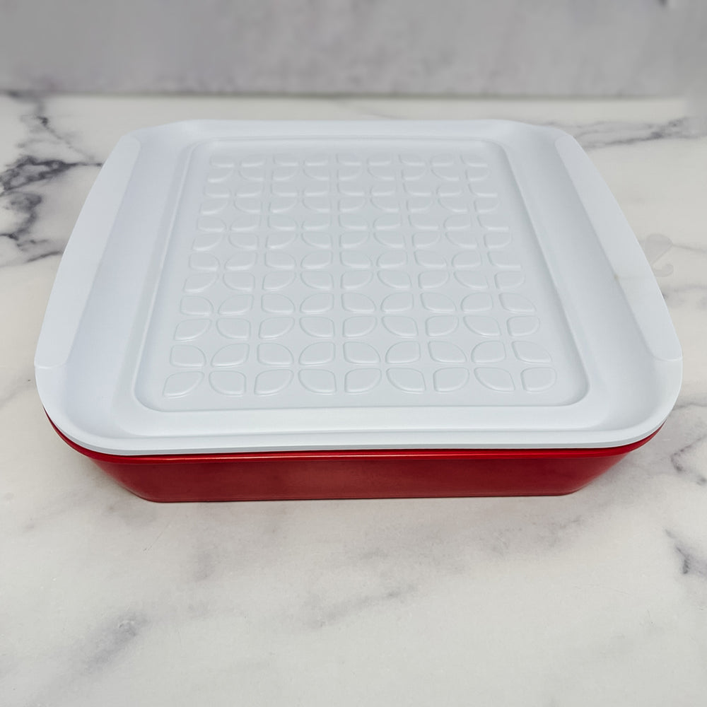 Marinade Tray with Lid RED