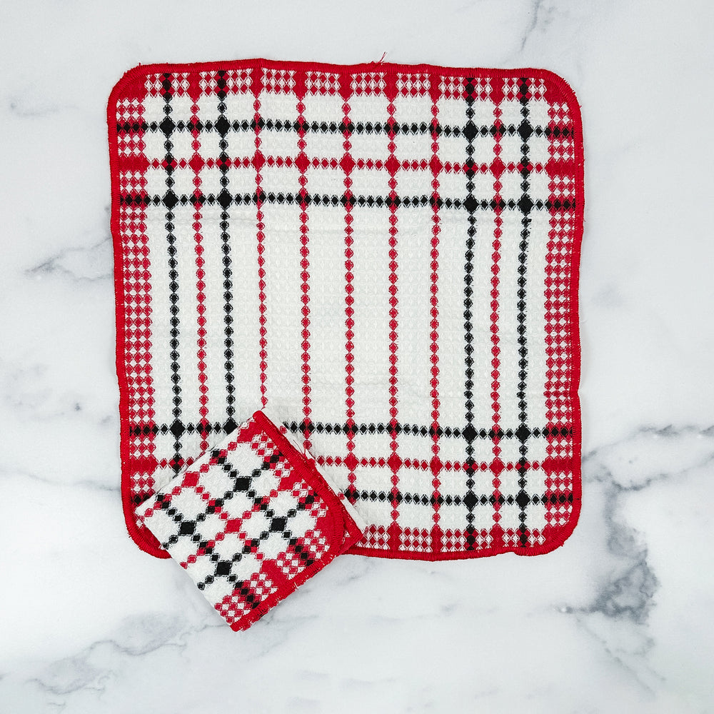 Dish Cloth Red and Black 2pc set