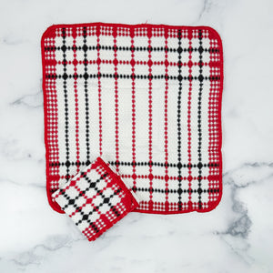 
            
                Load image into Gallery viewer, Dish Cloth Red and Black 2pc set
            
        