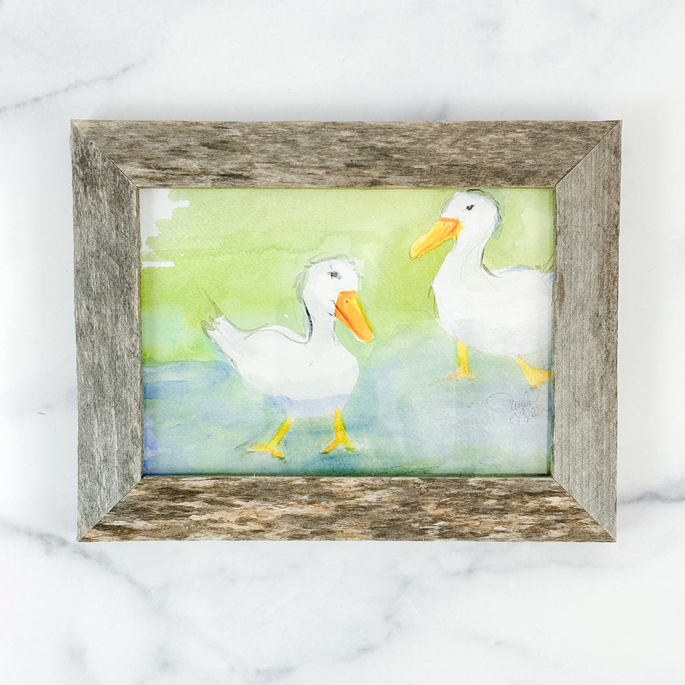 Watercolor 5X7 Framed Ducks