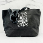 Bless This Southern Mess Black Canvas Tote