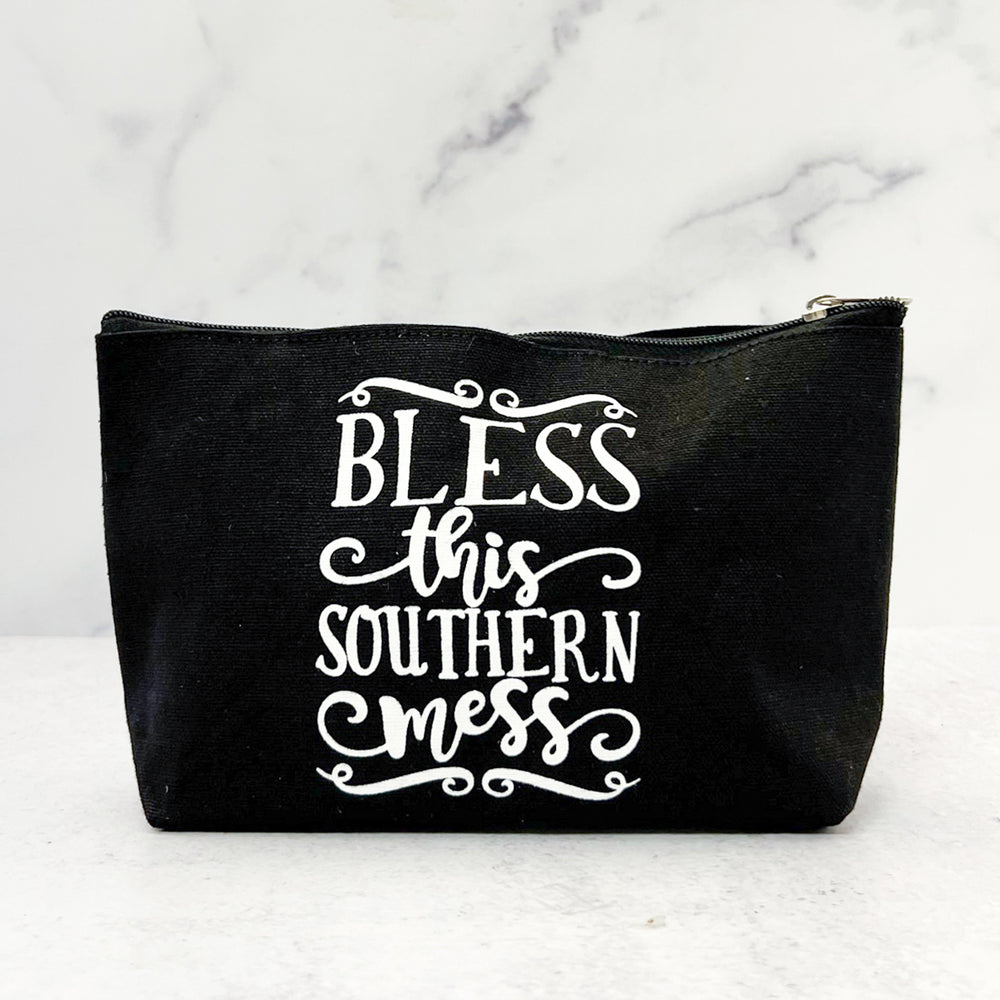 
            
                Load image into Gallery viewer, Bless This Southern Mess Canvas Pouch
            
        