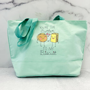 
            
                Load image into Gallery viewer, Butter to My Biscuit Green Canvas Tote
            
        