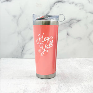 
            
                Load image into Gallery viewer, Hey Y&amp;#39;all Coral Stainless Steel 26oz. Tumbler
            
        
