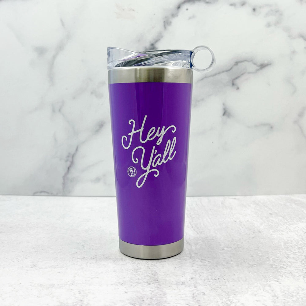 
            
                Load image into Gallery viewer, Hey Y&amp;#39;all Purple Stainless Steel 26oz. Tumbler
            
        