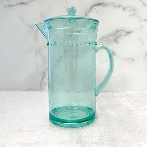 
            
                Load image into Gallery viewer, Mint Green Hammered Pitcher w/Lid
            
        