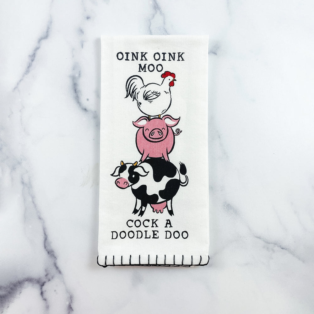 
            
                Load image into Gallery viewer, Oink Oink Moo Cock a Doodle Do Towel
            
        