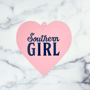 Southern Girl Pink Heart shaped trivet