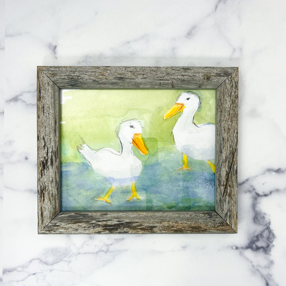 Watercolor 8x10 Rustic Framed Ducks