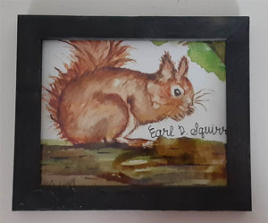 Watercolor 8x10 Rustic Framed Squirrel