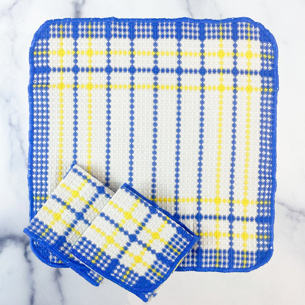 
            
                Load image into Gallery viewer, Blue &amp;amp; Yellow Dishcloth 3 pc. Set
            
        