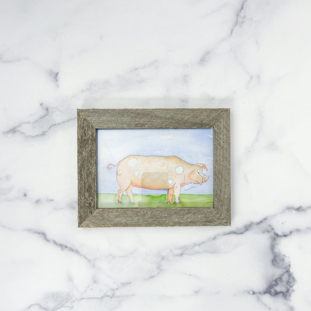 Paula Deen's Watercolor 8X10 Rustic Framed Pig