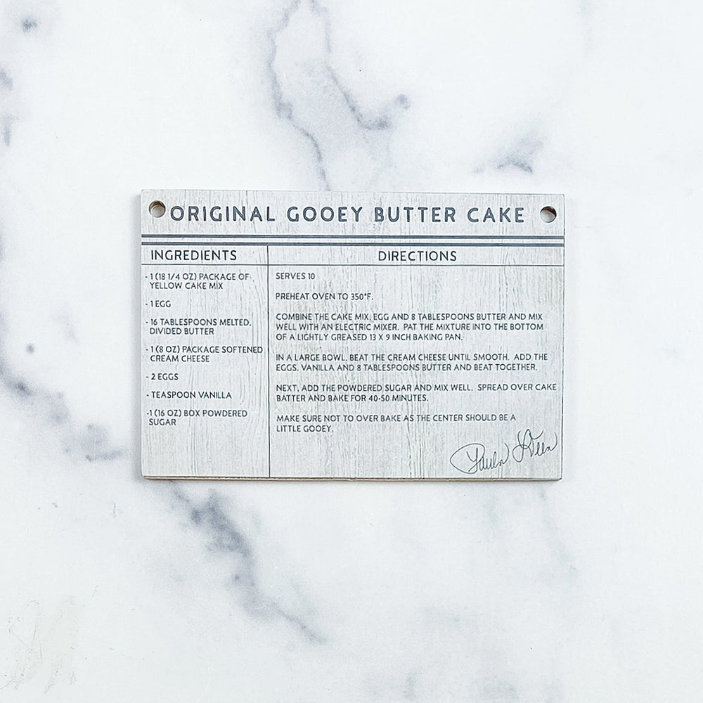 
            
                Load image into Gallery viewer, Ooey Gooey Butter Cake Wooden Recipe Card
            
        